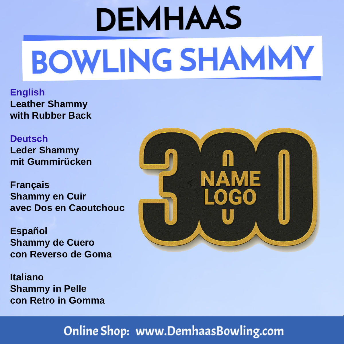 Personalized Rubber Back Leather Bowling Shammy – Shapes & Colors by DEMHAAS