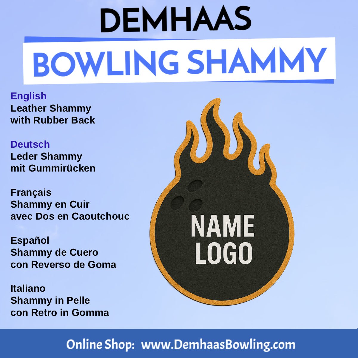 Personalized Rubber Back Leather Bowling Shammy – Shapes & Colors by DEMHAAS