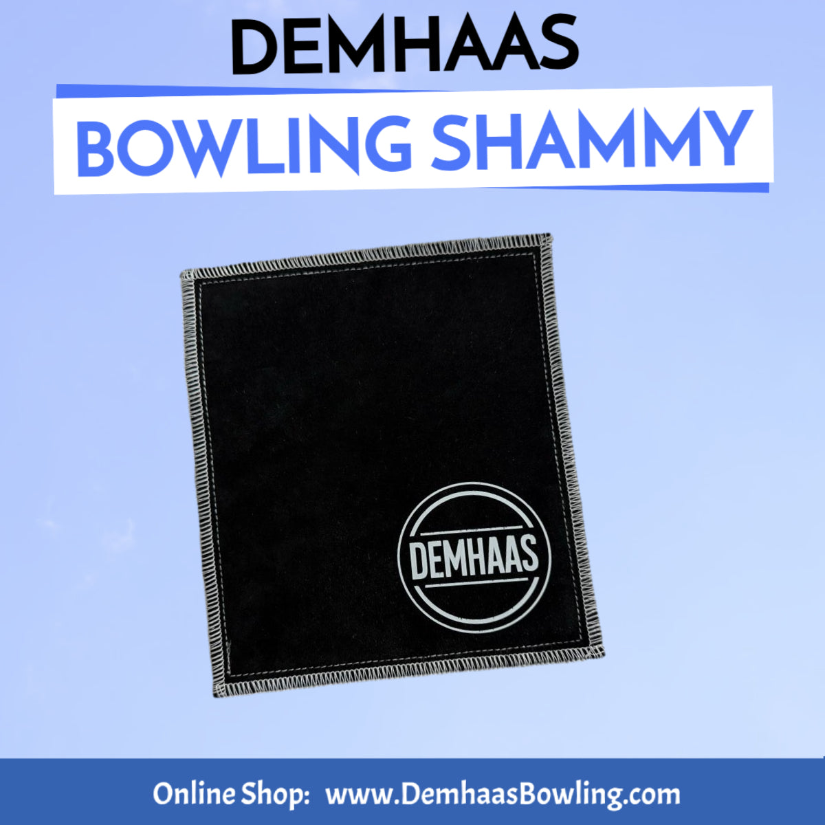 DEMHAAS black leather bowling shammy, square shaped, oil remover cloth