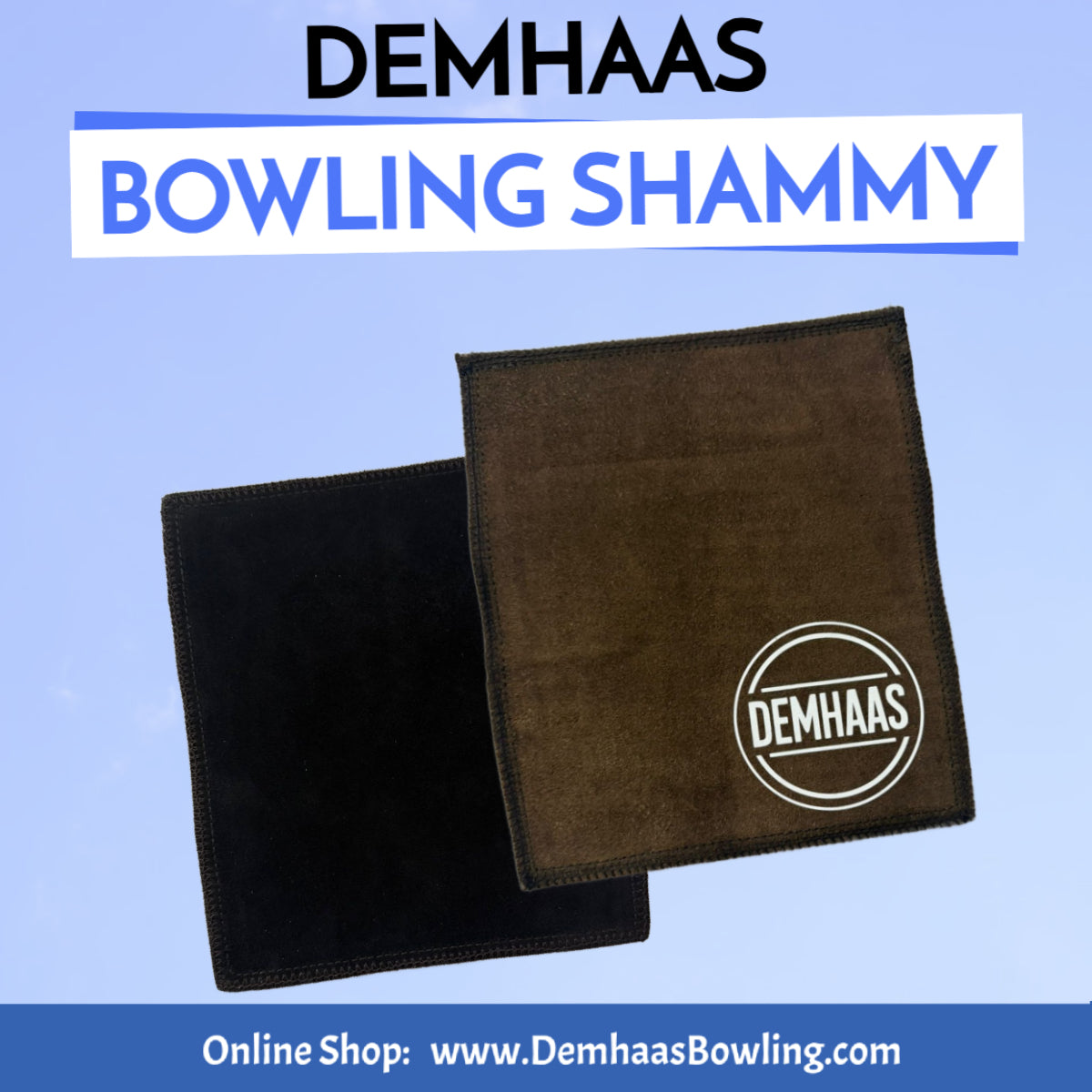 DEMHAAS square bowling shammy, brown front and black backside, leather cleaning pad