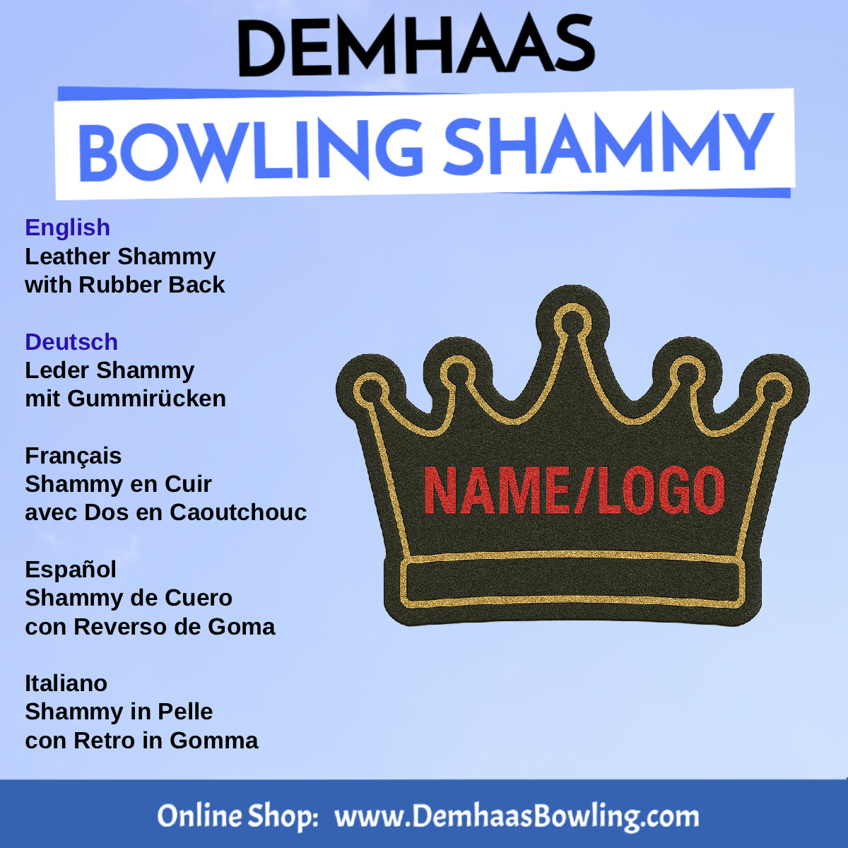 Personalized Rubber Back Leather Bowling Shammy – Shapes & Colors by DEMHAAS