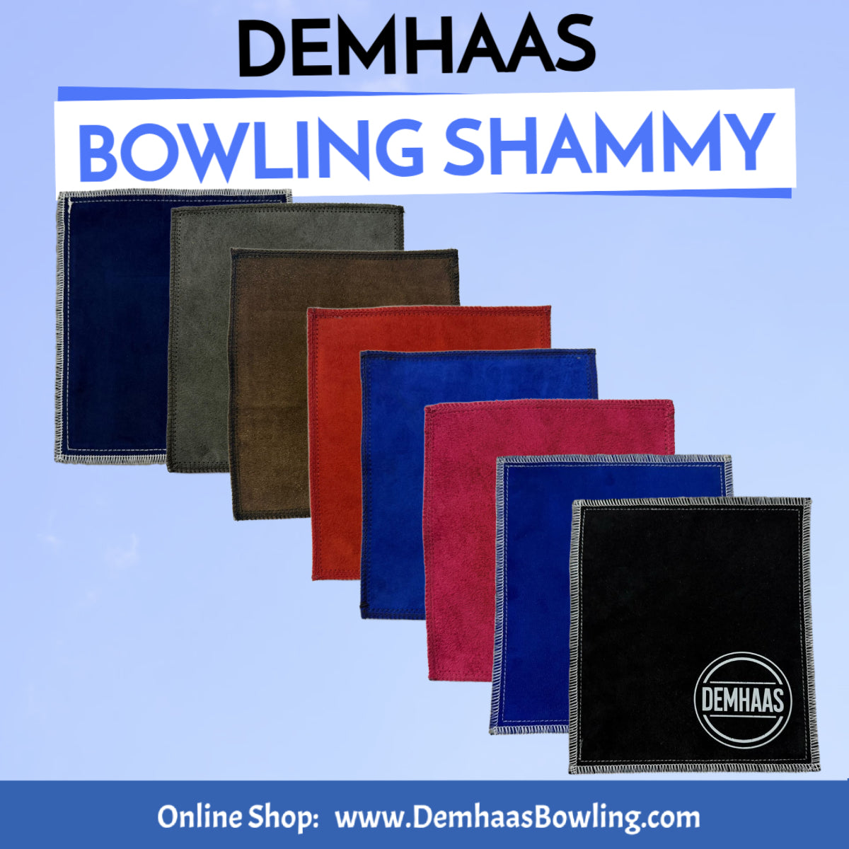 DEMHAAS square bowling shammy, many leather colors, leather cleaning pad