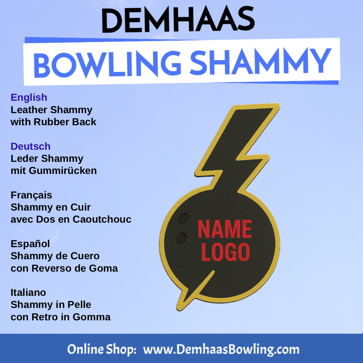 Personalized Rubber Back Leather Bowling Shammy – Shapes & Colors by DEMHAAS