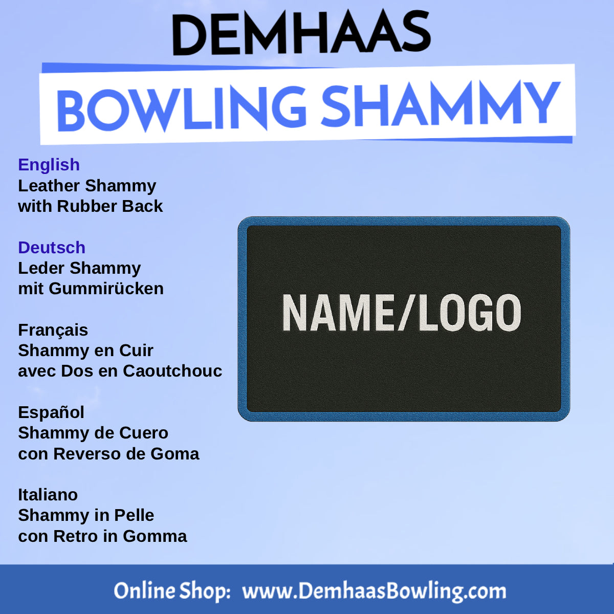 Personalized Rubber Back Leather Bowling Shammy – Shapes & Colors by DEMHAAS