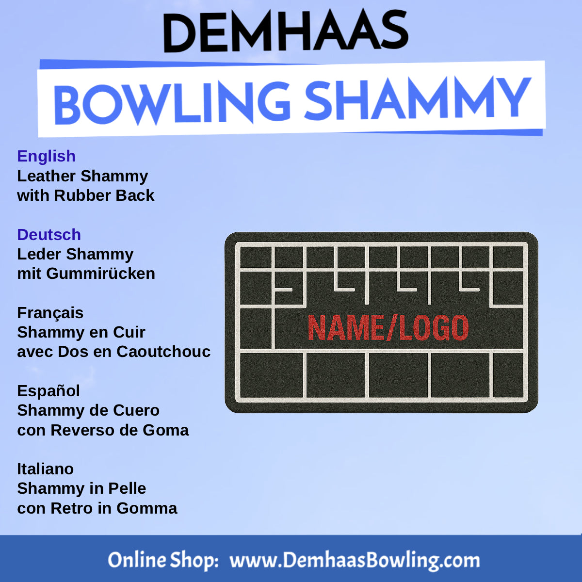 Personalized Rubber Back Leather Bowling Shammy – Shapes & Colors by DEMHAAS