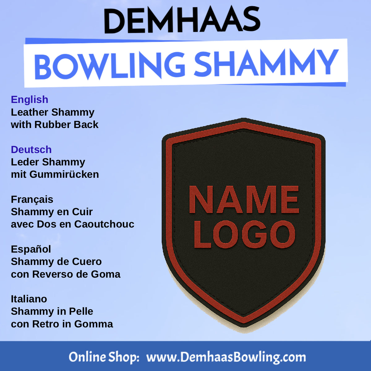 Personalized Rubber Back Leather Bowling Shammy – Shapes & Colors by DEMHAAS
