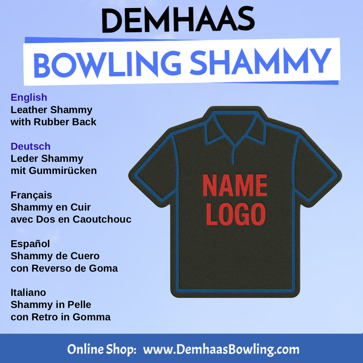 Personalized Rubber Back Leather Bowling Shammy – Shapes & Colors by DEMHAAS