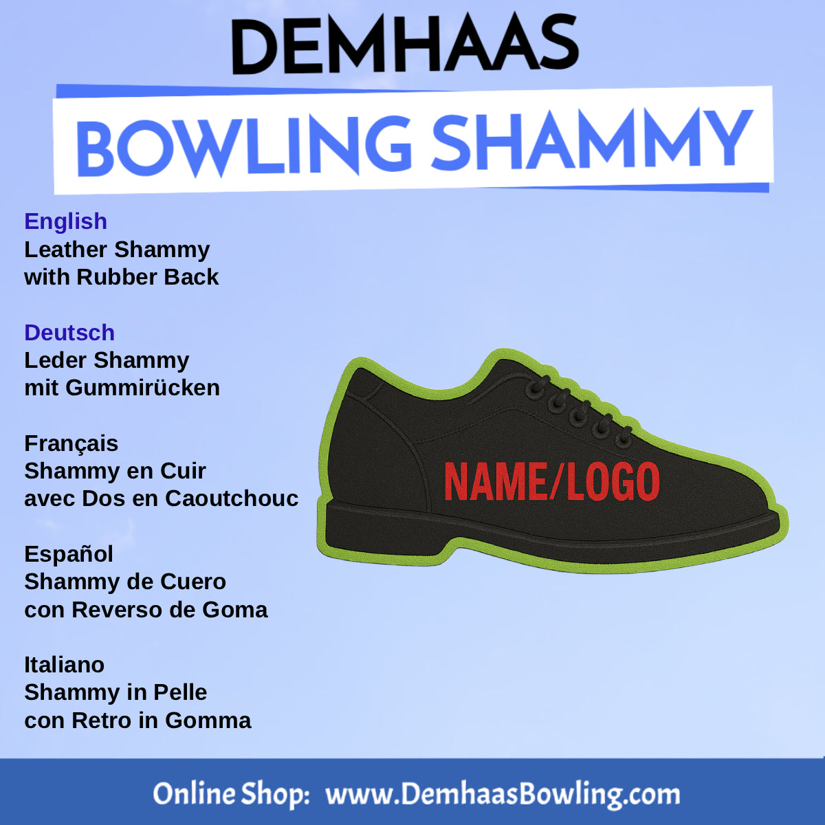Personalized Rubber Back Leather Bowling Shammy – Shapes & Colors by DEMHAAS