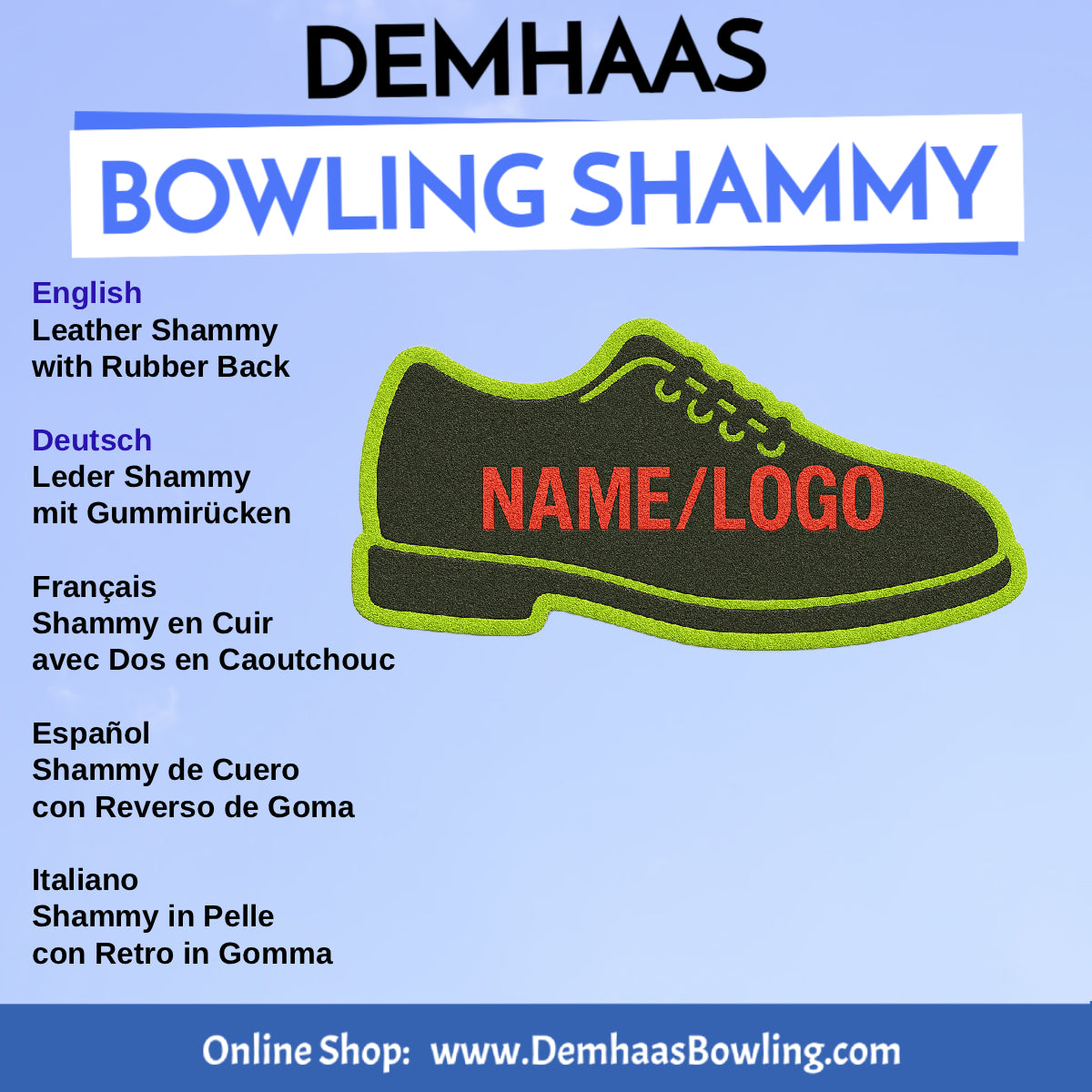 Personalized Rubber Back Leather Bowling Shammy – Shapes & Colors by DEMHAAS