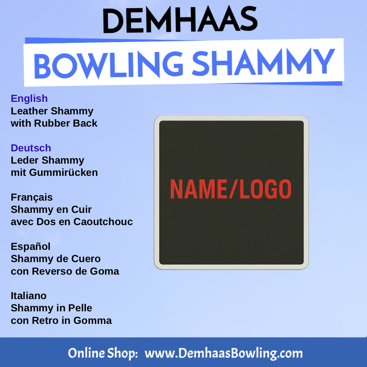 Personalized Rubber Back Leather Bowling Shammy – Shapes & Colors by DEMHAAS