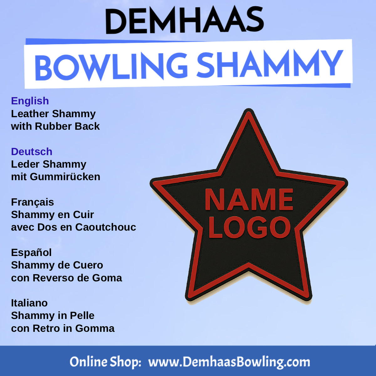 Personalized Rubber Back Leather Bowling Shammy – Shapes & Colors by DEMHAAS