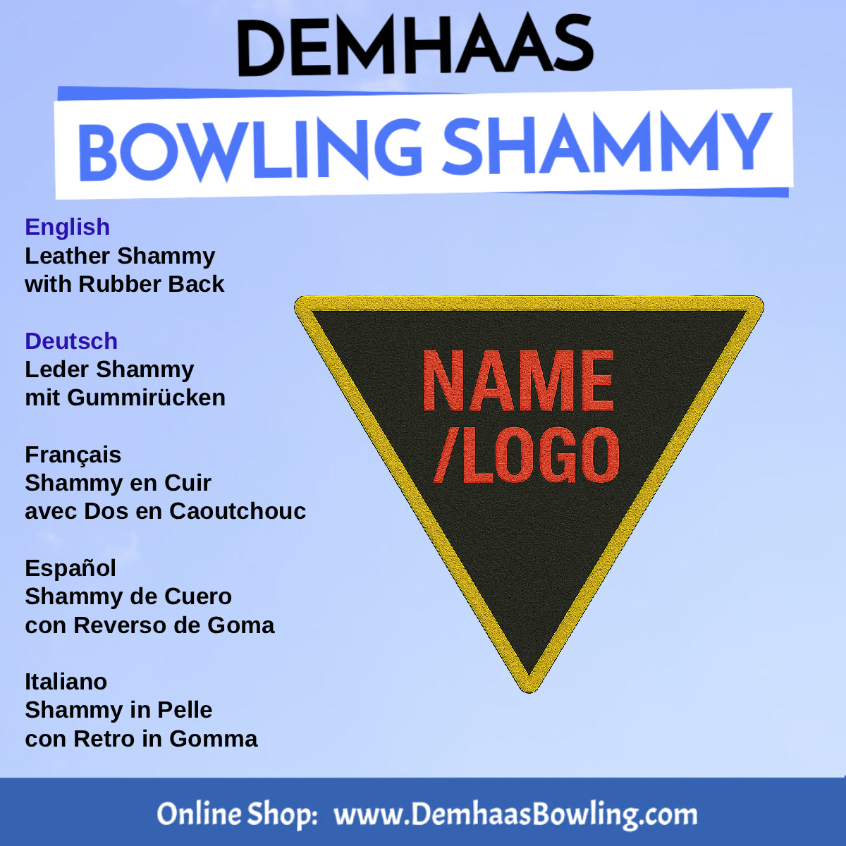 Personalized Rubber Back Leather Bowling Shammy – Shapes & Colors by DEMHAAS