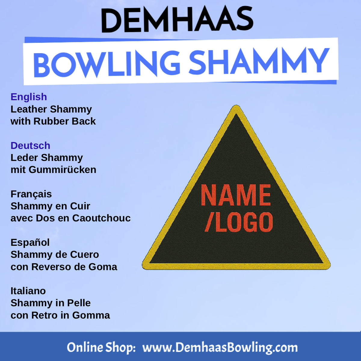 Personalized Rubber Back Leather Bowling Shammy – Shapes & Colors by DEMHAAS