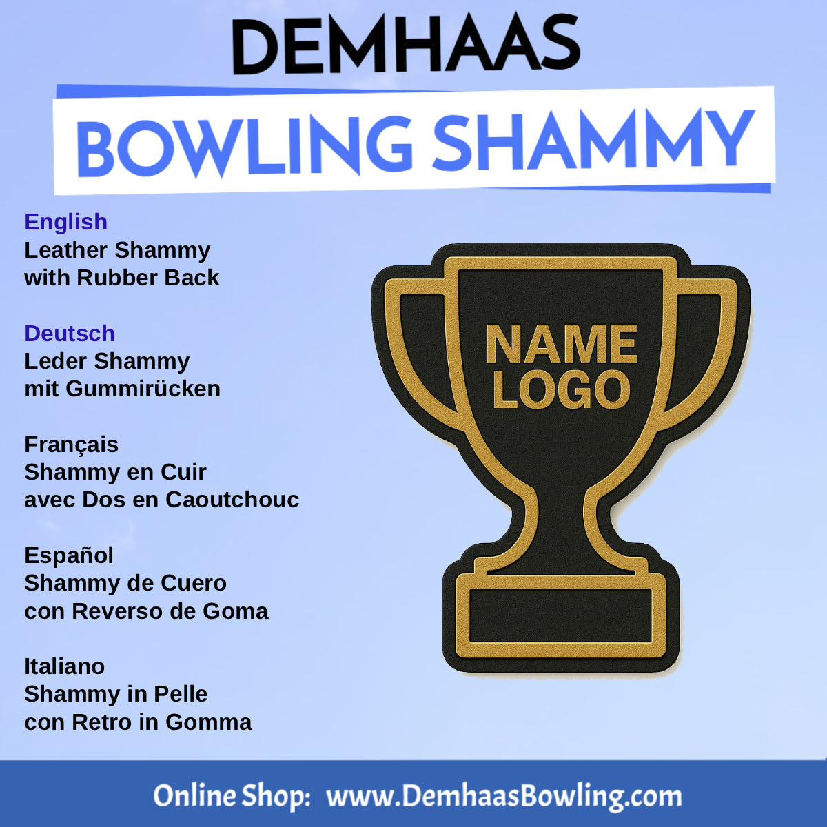 Personalized Rubber Back Leather Bowling Shammy – Shapes & Colors by DEMHAAS