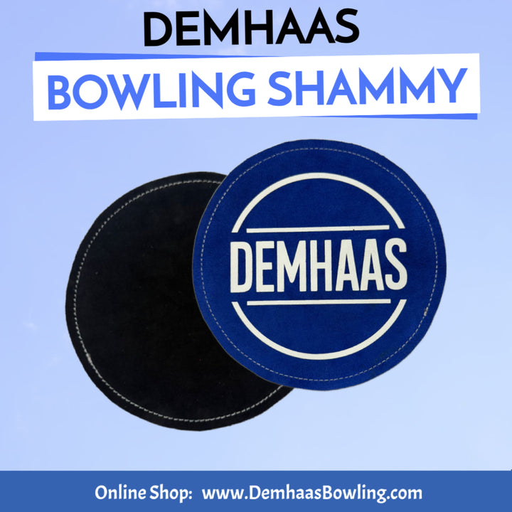 DEMHAAS blue leather bowling shammy (circle shape, double blue sides)