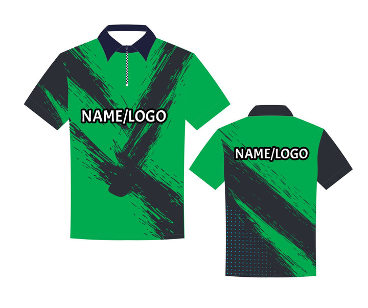 Green DEMHAAS Design 3 bowling shirt – classic polo collar, personalized name or logo option