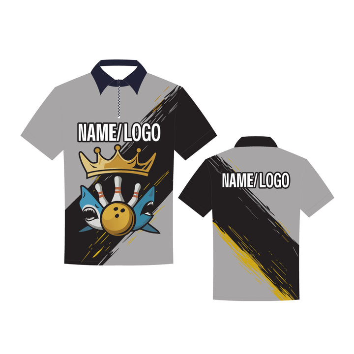 Custom Sublimated Bowling Shirt in  Gray with Logo – Personalized Bowling Shirt