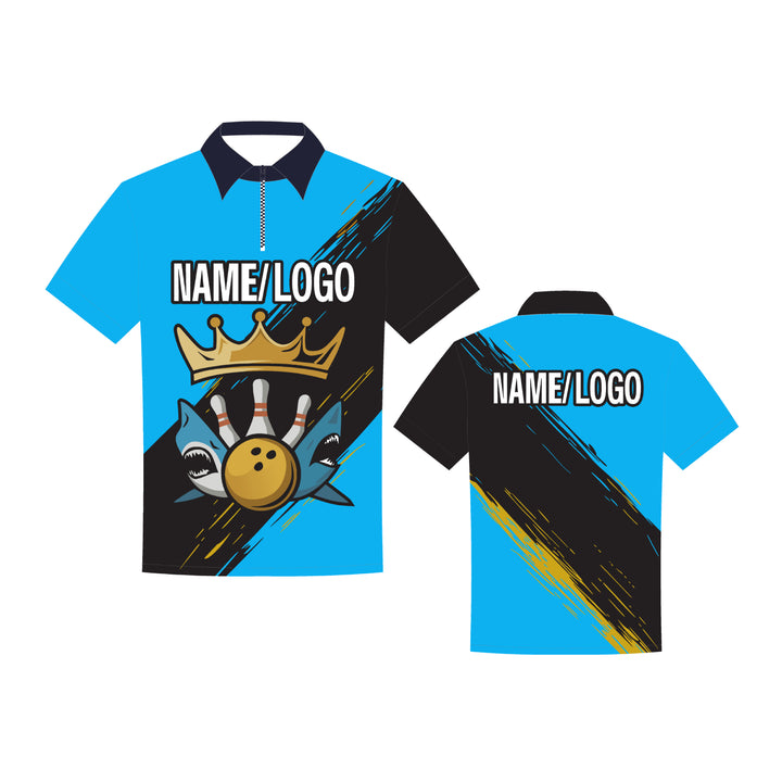Custom Sublimated Bowling Shirt in Blue with Logo – Team Trikot