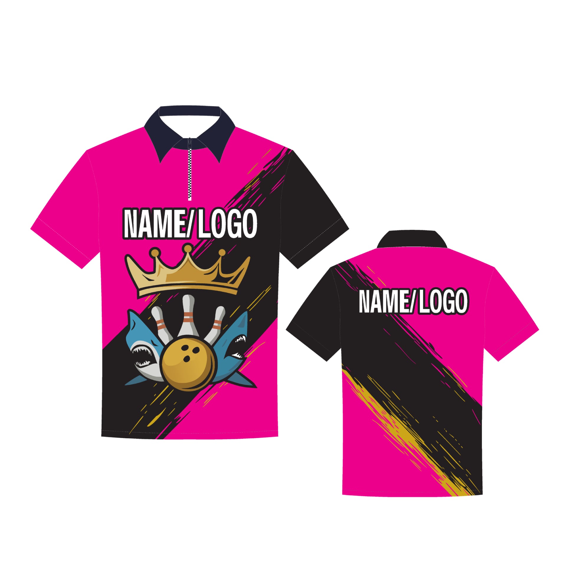 Custom Sublimated Bowling Shirt in Pink with Logo – Custom Team Shirt