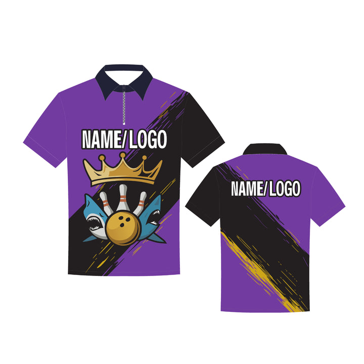 Custom Sublimated Bowling Shirt in Purple with Logo – Team Jersey