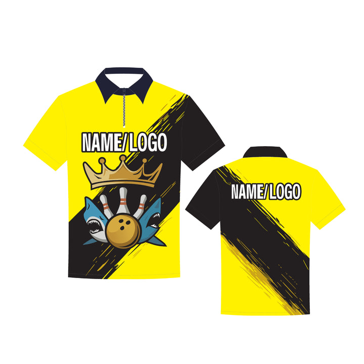 Custom Sublimated Bowling Shirt in Yellow with Logo – Bowling Team Uniform